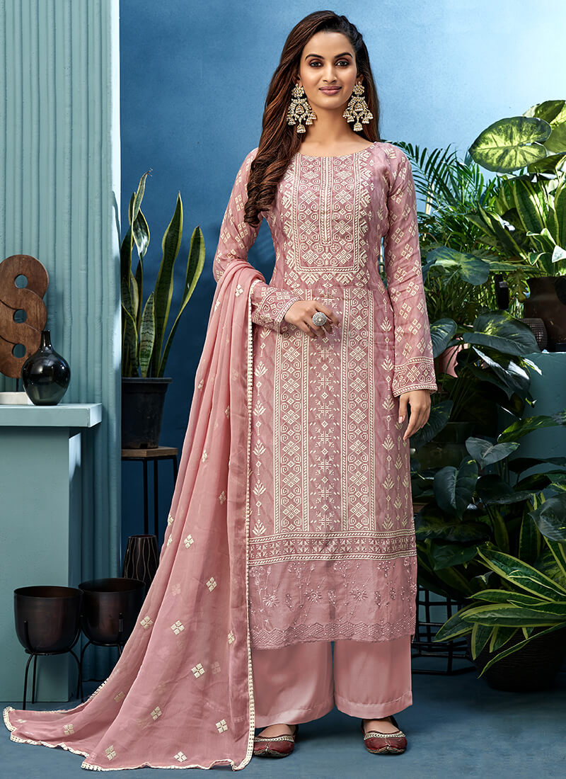Dusty Rose Embroidered Palazzo