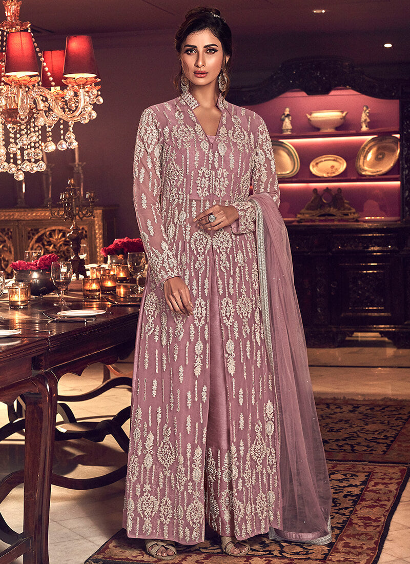 Dusty Rose and Silver Palazzo Suit