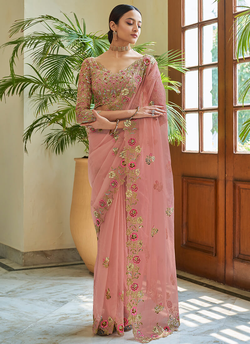 Buy Organza Sarees With Embroidery for Women Online from India's Luxury  Designers 2023
