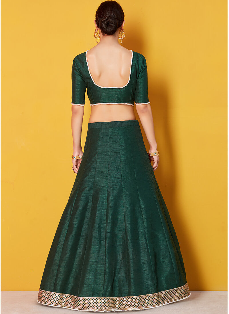 Buy Rama green silk lehenga choli with thread sequence Embroidery designer  lehenga collection