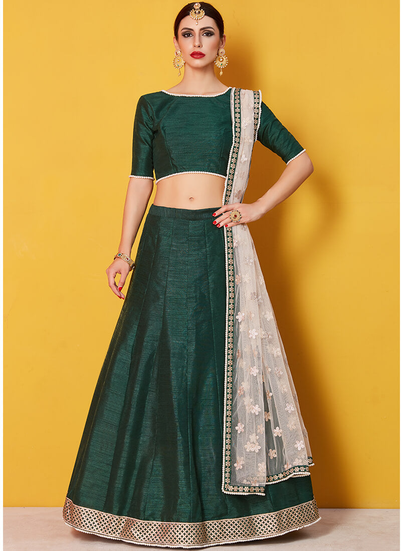 Buy Punit Balana Green Silk Lehenga Set Online | Aza Fashions